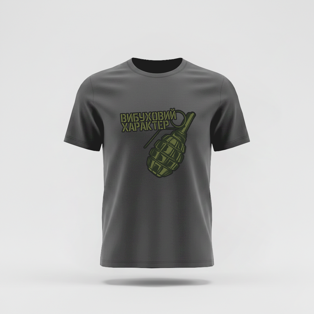 Футболка з принтом "Вибуховий характер" 1 tshirt grey 24